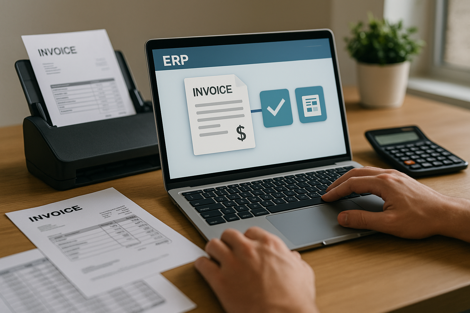 Ullustration af Automatiseret fakturaflow til ERP