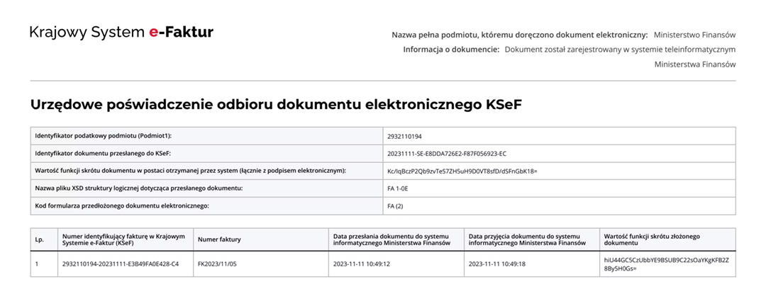 KSeF-Generated Invoice